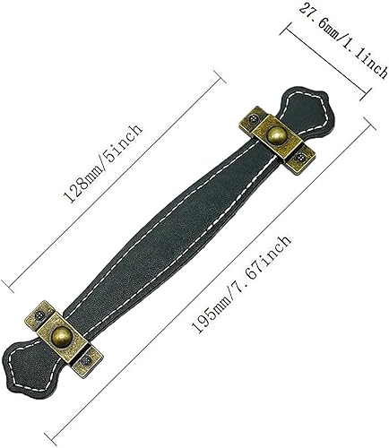 Maniglie per Mobili in Pelle, 10 Pezzi Pomelli in Cuoio per Mobili, Maniglie Cuoio per Cassetti, Pomello per Porte di Pelle, Tiretti per Mobili Armadietti Cucina e Porta, con Viti(Distanza Fori 128mm) - Honorern