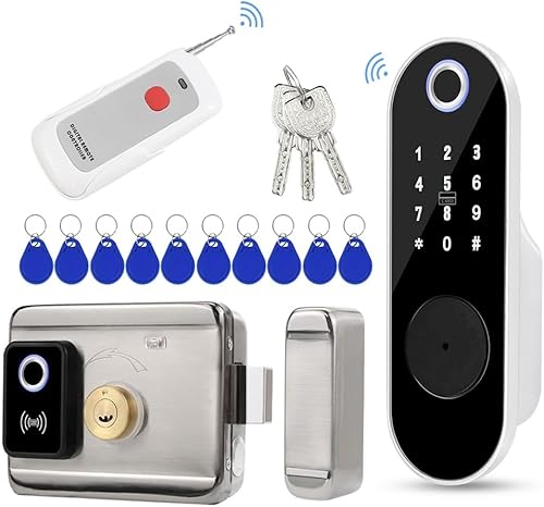 Tuya - Serratura elettronica intelligente digitale, per sblocco tramite app, identificazione delle dita, codice anti-peep, telecomando, chiave RFID 5 in 1, sistema di ingresso per casa e - Honorern