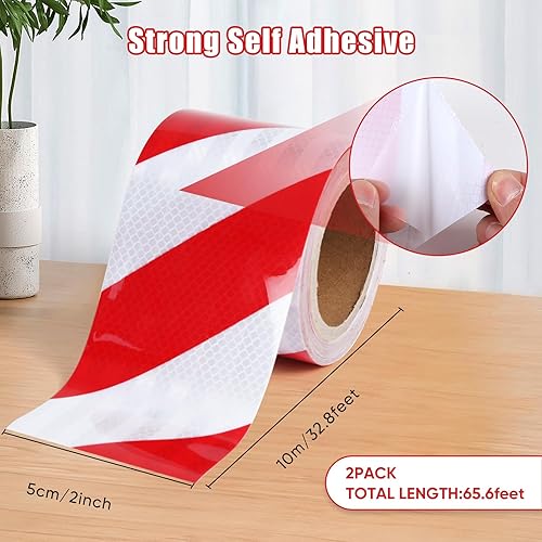 IYJIA Nastro Adesivo Catarifrangente Bianco e Rosso Nastro Riflettente Adesivo 10m×10cm Adesivi Catarifrangenti ad Alta Intensità Impianti di Trasporto Stradale Promemoria di Sicurezza - Honorern