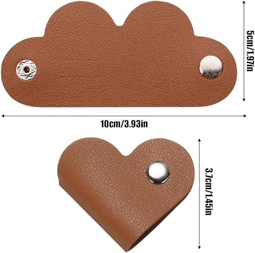 Organizzatore per cavi a forma di cuore da 8 pezzi, organizer per cavi USB, fermacavo, organizer per cavi per cuffie Avvolgicavo per cuffie, cinghia per gestione cavi in ​​pelle - Honorern