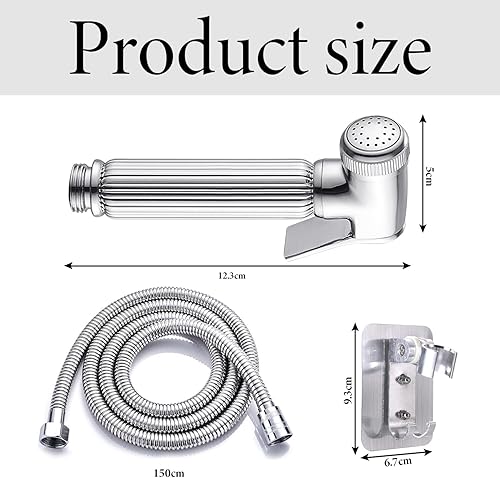 Doccetta per Lavandino in Acciaio Inox, Doccino per Lavandino con Tubo Flessibile, Doccetta per Bidet per WC, Bidet e Bagno, Set Doccino, Doccino per Bidet Argento, Idroscopino per WC, 150cm - Honorern