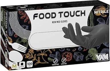 FOOD TOUCH Guanti in Nitrile 4 Grammi, ideali per Settore ALIMENTARE, Ho.Re.Ca, Estetica e Tatuatori, di Qualità Superiore (100, L) - Honorern