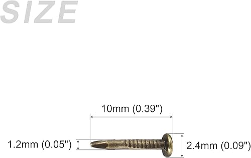 Piccoli Chiodi (1.2x10mm) 300pz, Carbonio Acciaio Piccoli Ferramenta Chiodi - per Famiglia Lavorazione Legno, Bronzato - Honorern