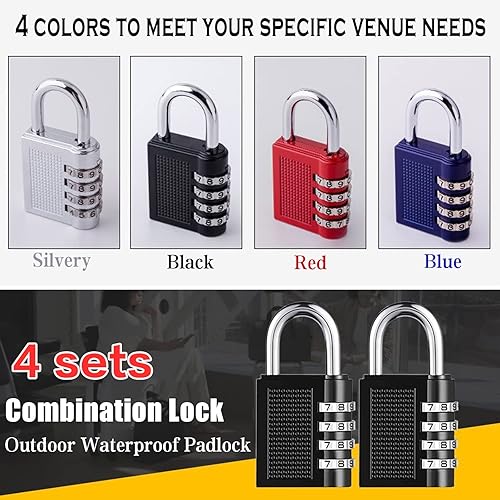 Lucchetto a combinazione Padlock a 4 cifre, resistente alle intemperie, con codice numerico, 4 pezzi - Honorern