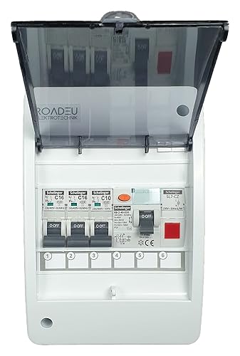 RoadEu - Centralino e quadri di distribuzione da parete – completo di indicatore luminoso a LED– Interruttore Differenziale 40A – 16A Interruttore Magnetotermico C10A - Honorern