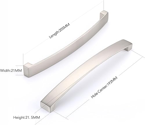 JNRFTY 10 Pezzi Maniglia per armadio,Maniglie per mobili da Cucina Tiretti per mobili con viti,Distanza tra i fori 96 mm,Nichel spazzolato - Honorern