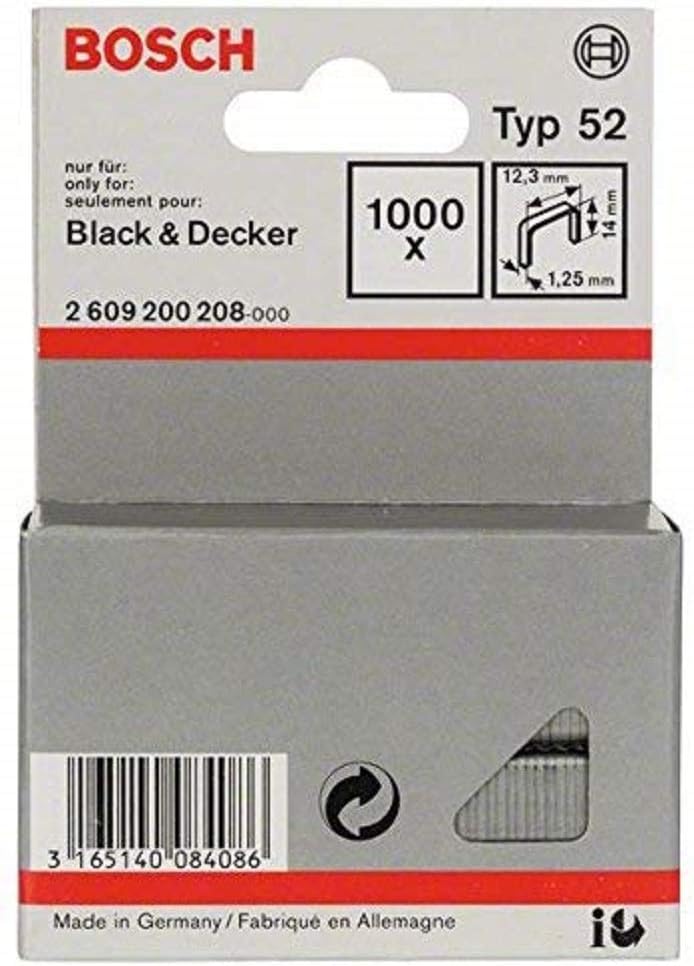 BOSCH 2609200208 - Grapa tipo 52: 12,3x 1,25x14mm: 1.000 uds - Honorern