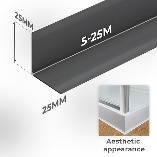 Battiscopa Morbido Adesivo | 25 mm x 25 mm | Striscia di Chiusura Nastro Sigillante Per il Bagno Per la Cucina PVC Flessibile Stretto Decorativo | 5 Metri | Marrone - Honorern