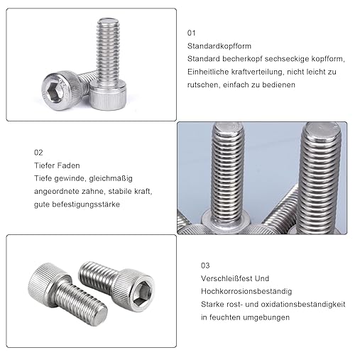 Viti A Testa Cilindrica Con Esagono Incassato, 100 Pezzi M3 X 8mm, Viti A Filettatura Metrica, Per Stampante 3D Mobili, Filettatura Completa - Honorern