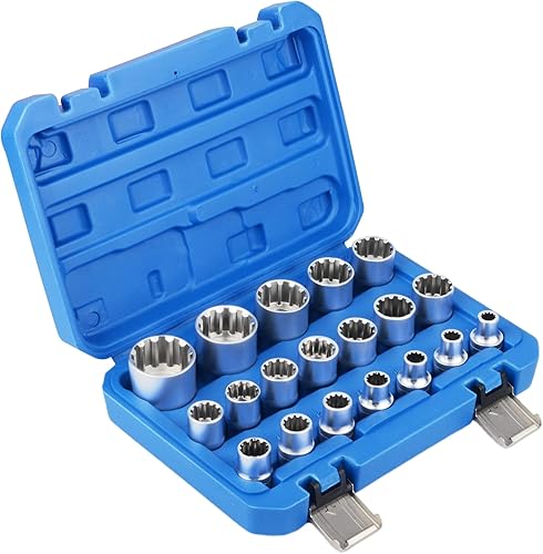 Set di chiavi a bussola, 19 pezzi, 1/2', XZN, 8-32 mm, dadi per spline a 6/12 - Honorern
