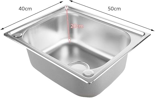 Lavello da Cucina in Acciaio Inox - 1 Vasca con Raccordi per Scarico, Sifone e Piletta - Lavello da Incasso - Honorern