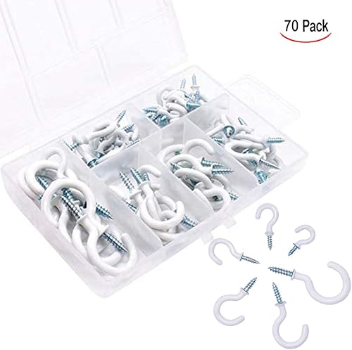 70 Pezzi Ganci a Vite Gancio,Ganci da Soffitto Bianchi Ganci a Soffitto Piccoli - Honorern