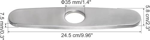 Copertura Foro Lavello 10', Piastra di Copertura per Rubinetto Lavello 1 o 3 Fori, Coperture Ovale per Rubinetto, Argento Spazzolato - Honorern