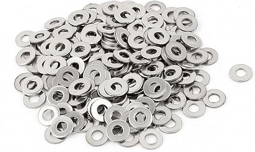 M3 Rondelle Piatte Distanziali,200pz 304 Acciaio Inox Acciaio Guarnizione per Bullone Vite, Argento Tono - Honorern