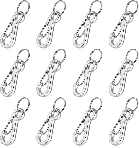 Set di 12 mini moschettoni, piccoli moschettoni, portachiavi con molla in metallo, set da 2,5 cm, moschettone rimovibile, portachiavi, anelli per zaino, guinzaglio per cani, pesca - Honorern