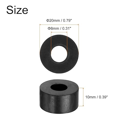 QUARKZMAN 16pz Distanziali Gomma 20mm OD, 8mm ID, 10mm Altezza Distanziatore Rotondo Antivibrazioni Boccola Anelli Tenuta Rondelle Spessa per Accessori Auto Domestici - Honorern