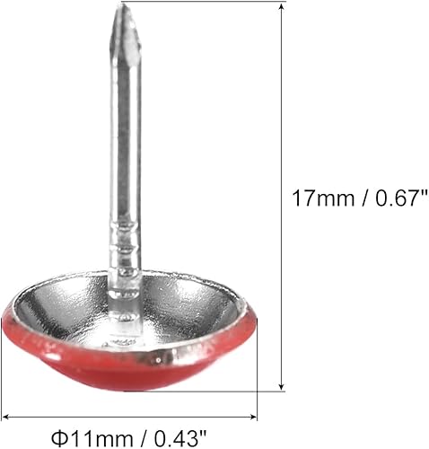 80 Pz Chiodi per Tappezzeria, Testa Rotonda Decorativa da 11mmx17mm per Mobili divani Testiere, Rosso - Honorern
