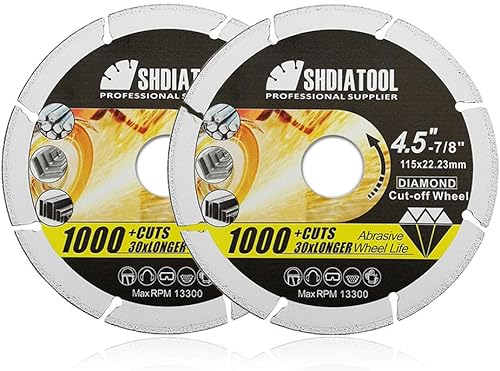 SHDIATOOL Disco da Taglio in Metallo Diamantato 115 mm per Tubo di acciaio Tondino per cemento armato Angolo di acciaio - Honorern