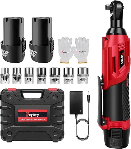 Set di chiavi a cricchetto elettriche, batteria da 12 V, chiave a cricchetto da 3/8', con coppia di 40 nm, 0-30 oRPM con 2 batterie da 1500 mAh, 7 prese, cricchetto elettrico per mobili e auto - Honorern