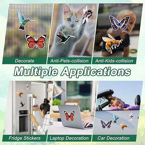 12 Pezzi Magneti per Porta Schermo di Colibrì,Flessibile Farfalle Ape Screen Door Decals,Doppia Faccia Schermo Protezione Magnetica è Adatto a Proteggere Bambini e Animali Domestici(6 Stili) - Honorern