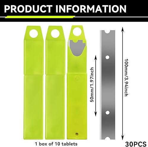 30 pezzi lame di ricambio per raschiatore 100 mm, lame per raschietto, lame di ricambio in metallo per raschietto, raschietto vetri, lame, argento lama raschietto per vernice e raschietto per vetro - Honorern