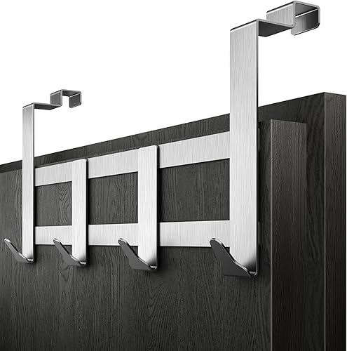 Appendiabiti da porta, inox - attaccapanni per per porta argento, salvaspazio - appendino universale, sostegno per interni - Honorern