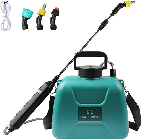 Pompa Elettrica per Piante Nebulizzatore a Batteria Spruzzatore Giardino a Spalla Ricaricabile Pompa Irroratrice a Batteria 5L Portatile (Azzurro) - Honorern