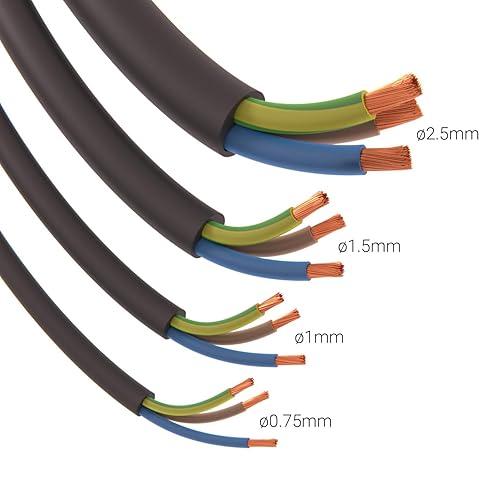 Amarcords - Cavo elettrico tripolare sezione 3x2,5mm colore NERO. Cavo di alimentazione tondo tipo H05VV-F, 30 metri - Honorern