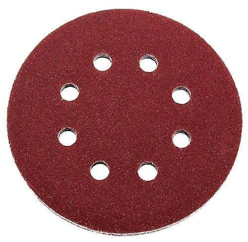 60 pezzi - dischi abrasivi (carta vetrata) con Ø 125 mm, assortimento: 10 pezzi per ogni tipo di grana 40/60/80/120/180/240 per levigatrice orbitale con 8 fori … - Honorern