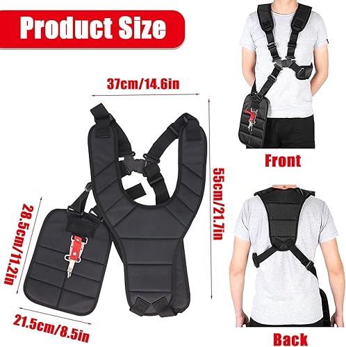 Tracolla Tracolla Doppi,Tracolla Tagliaerba,Tracolla Decespugliatore,Imbracatura Cintura per Rifinitore,per Decespugliatori da Giardino(Nero) - Honorern