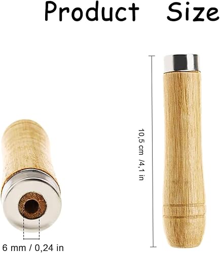 Confezione da 15 manici per lime in legno, manico per lime con robusto collare in metallo, per falegnami, lavorazione del legno, lunghezza 105 mm, manutenzione utensili foro 6 mm - Honorern