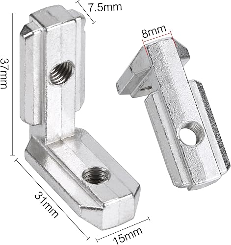 Profilo in Alluminio Angolare Angolo 90°L Profilo in Alluminio 3030 Scanalatura 8 in Lega di Zinco, Morsetti per Profilo di Estrusione in Alluminio Standard da 8 mm,Serie 3030 - Honorern