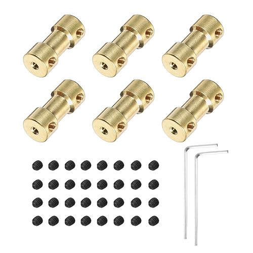 QUARKZMAN 6pz 2mm a 2mm Accoppiatore Albero in Ottone con Viti e Chiave Esagonale Accoppiatore Flessibile per Albero Motore Ruote Auto - Honorern