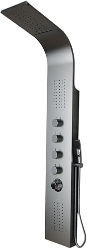 Colonna Doccia 004 Termostatica Acciaio Inox 4 Funzioni Getto A Cascata 2 Bocchette Idro Lombari L20xP44xH165 - Honorern