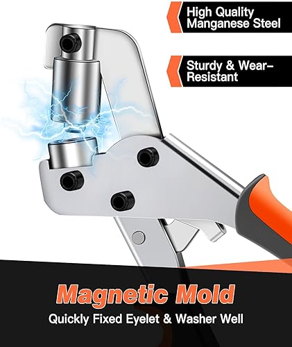 Vastar Set di Pinze per Occhielli Professionali Metallici, Pinze per Occhielli per Teloni con 520 Pezzi di Occhielli da 10 mm, Occhiellatrice per Teloni, Tessuti, Pelle, Tende, Manifesti, Striscioni - Honorern