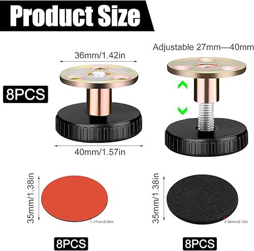 8 Pezzi Piedini Regolabili per Mobili,Piedini Regolabili 27-40 mm,Piedini per Mobili con Cuscinetto Antiscivolo,Piedini Regolabili in Altezza per Mobili,Piedi dei Mobili per Tavoli, Divani, Armadi - Honorern