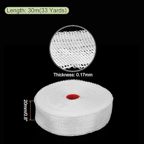 Fibre Vetro Tessuto Nastro Fibre Vetro Rete Vetro Fibre Rete Tessuto Fibre Vetro Tessuti Isolamento Nastro 30m(33 Iarde) x20mmx0,17mm per Rinforzo Riparazione - Honorern