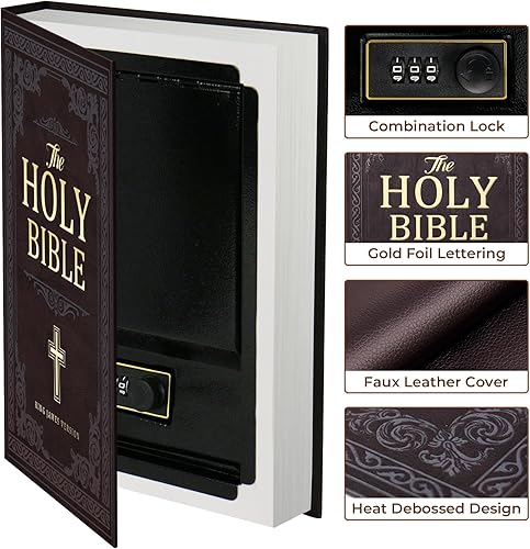 Sekam Cassaforte a libro con serratura a combinazione, cassaforte nascosta (27,7 x 19,6 x 4,6 cm) con borsa ignifuga, cassaforte per la deviazione segreta, scatola per libri vuota, cassetta di - Honorern