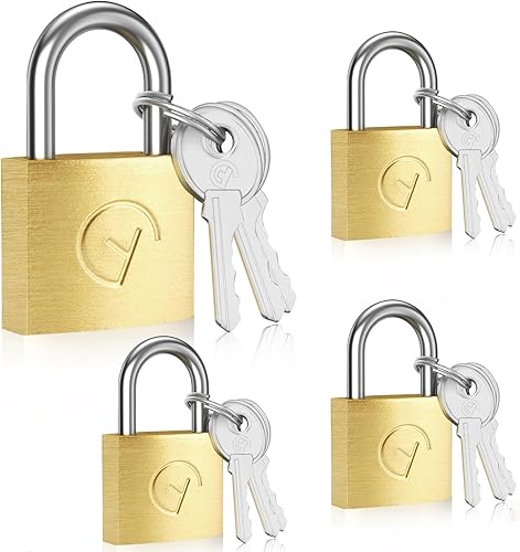 4 pezzi Lucchetto,Lucchetto con 8 chiave piccolo,lucchetto armadietto,Mini Lucchetti molto robusti valigie per zaino,borse da viaggio,valigia,magazzini,bagagli,cassette degli attrezzi - Honorern