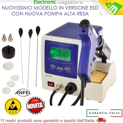 DISSALDATORE ZD-985 ESD STAZIONE PISTOLA DISSALDANTE DESOLDERING STATION DESOLDER 80/130 WATT - Honorern