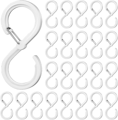 24 ganci a S, ganci da appendere, anti-goccia, ganci per appendiabiti, ganci a forma di S, per cucina, bagno, camera da letto, ufficio, giardino (bianco) - Honorern
