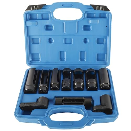 FreeTec 10 Pezzi Set di Chiave Sonda Lambda, 22mm 27mm 29mm Bussole Sonda Lambda Sensori di Ossigeno O2, 1/2' 3/8' Set Utensili Chiave per Smontare Sonda Lambda delle Auto - Honorern