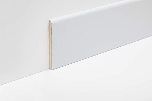 Battiscopa in legno Noce Tanganika Laccato Bianco h.100 sp.10 mm (B900N) - Honorern