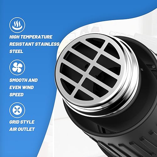 Pistola ad Aria Calda, SEEKONE Pistola Termica 2000W, 2 Temperatura (300°C/600°C) e 4 Ugelli, Nucleo Riscaldante in Ceramica, Protezione da Sovraccarico, per Rimuovere Vernice, Riscaldamento in PVC - Honorern