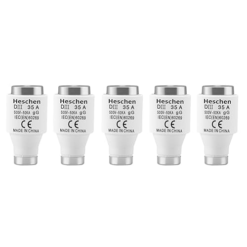 Collegamenti di fusibile neozed in ceramica, Link fusibile tipo DIII, 35A 500VAC, tipo gG, per la protezione di cavi e linee, confezione da 5 - Honorern