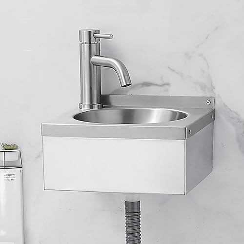 Lavello a Parete 304 Lavello da Cucina Piccolo Lavamani in Acciaio Inossidabile Installazione Facile Lavello per Camper, Lavello Multiuso, per Locali Tecnici Cucine Bar (30x27x13.5cm-B) - Honorern