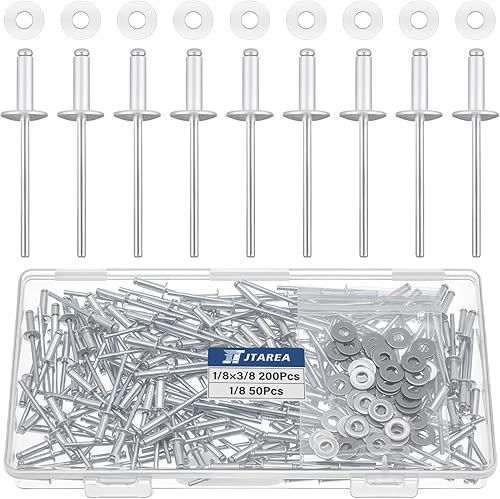 250 Pezzi Rivetti Ciechi in Alluminio 3,2 × 10 mm con Rondelle Rivetti Pop Ciechi Ribattini Rivetto Aperti Blind Rivets (Argento) - Honorern