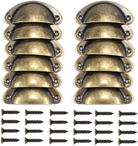 Maniglia a Conchiglia, 12 Pz Maniglie per Cassetti Vintage, Maniglie Cucina con Viti, Maniglie per Porte per Mobili per Armadietti, Cassetti, Armadio (Bronzo) - Honorern