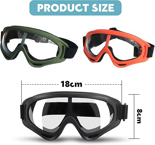 Vueinrg 3 Pezzi Occhiali Protettivi da Lavoro Occhiali Antinfortunistica Occhiali di Sicurezza per Bambini Giochi da Esterno Occhiali di Protezione Regolabile per Ciclismo Sci Alpinismo Sport - Honorern