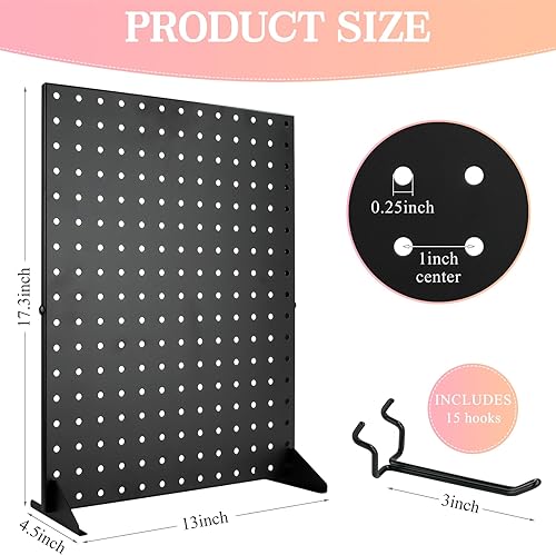 Espositore con 15 ganci, in metallo, per mostre artigianali e fiere, negozi al dettaglio, finiture artistiche e artigianali, 43 x 33 cm, nero - Honorern